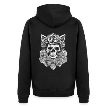 Symbole enthüllt: Magisches Rock-Metall-Shirt - Unisex Premium Bio Zip Hoodie - Schwarz - Hinten - Nico (187cm)