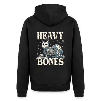 Heavy Boned Cat - Unisex Premium Organic Zip Hoodie - black - Back - Nico (187cm)