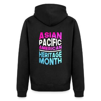 Asian Pacific American Heritage Month - Unisex Premium Bio Zip Hoodie - Schwarz - Hinten - Nico (187cm)