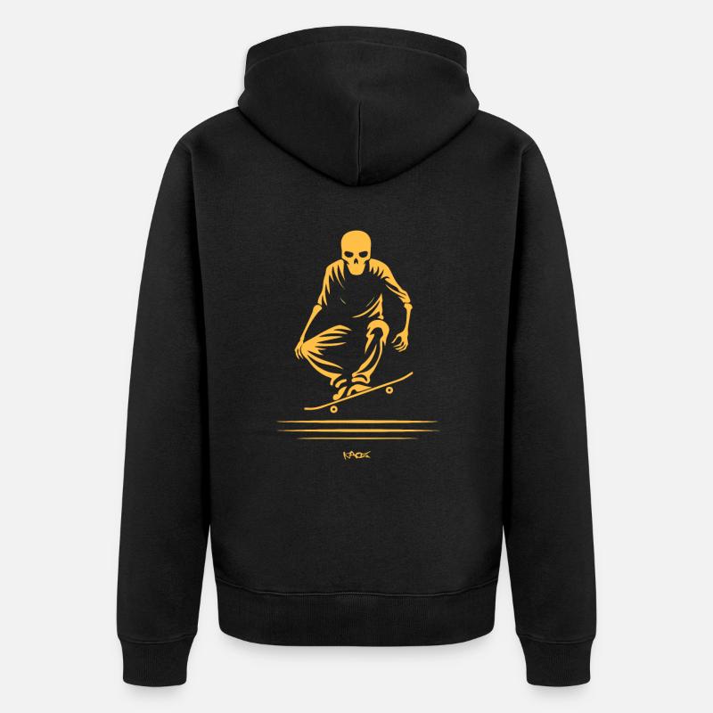 Skeleton Skull Skateboard - Veste à capuche bio Premium Unisexe - noir