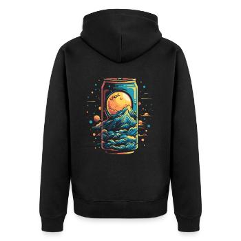 Space Universe Soda Can - Unisex Premium Organic Zip Hoodie - black - Back - Nico (187cm)
