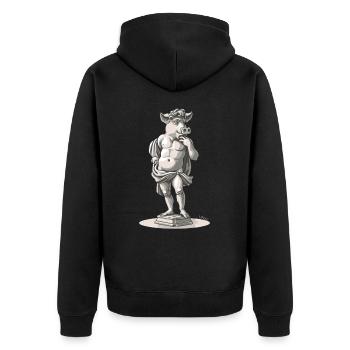 Greek Italian Florence David Pig - Unisex Premium Organic Zip Hoodie - black - Back - Nico (187cm)