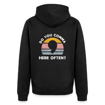 Make a comma for everyone here often - Unisex Premium Organic Zip Hoodie - black - Back - Nico (187cm)