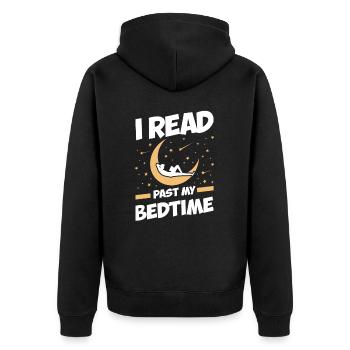 Ich Lese „past My Bedtime“ Für Alle Bücherwürmer. - Unisex Premium Bio Zip Hoodie - Schwarz - Hinten - Nico (187cm)