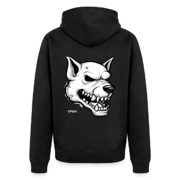 White Dog Skull Skull - Unisex Premium Organic Zip Hoodie - black - Back - Nico (187cm)