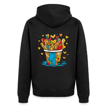 Seau rempli de cœurs et de bonbons - Veste à capuche bio Premium Unisexe - noir - Dos - Nico (187cm)