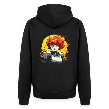Anime Female Hero - Unisex Premium Organic Zip Hoodie - black - Back - Nico (187cm)