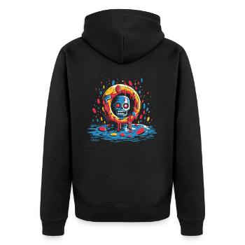 A spooky realm in the circle of delicious donuts - Unisex Premium Organic Zip Hoodie - black - Back - Nico (187cm)