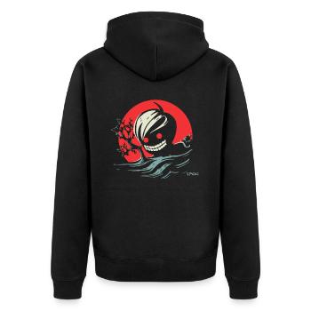 Creepy Horrible Kid for Horror Anime Fans - Unisex Premium Organic Zip Hoodie - black - Back - Nico (187cm)