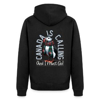 Canada, Macareux, Le Canada vous appelle - Veste à capuche bio Premium Unisexe - noir - Dos - Nico (187cm)