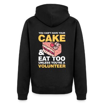 Cake Eat Too Unless You're A Volunteer - Unisex Premium Bio Zip Hoodie - Schwarz - Hinten - Nico (187cm)