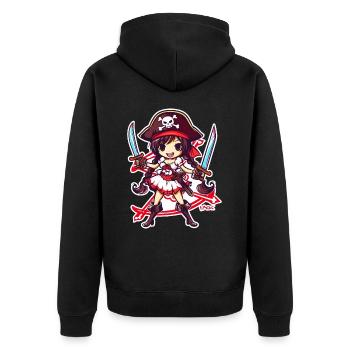 Anime Mädchen Piratin - Unisex Premium Bio Zip Hoodie - Schwarz - Hinten - Nico (187cm)