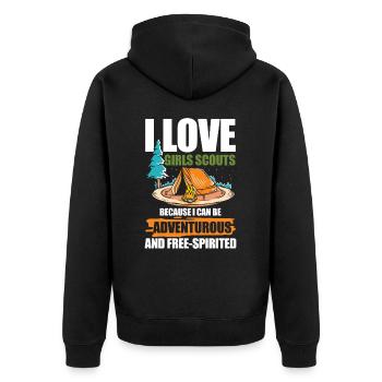 I Love Girls Scouts Adventurous Free-Spirited - Unisex Premium Bio Zip Hoodie - Schwarz - Hinten - Nico (187cm)