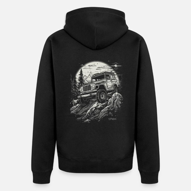 Aventure tout-terrain en 4x4 - Veste à capuche bio Premium Unisexe - noir