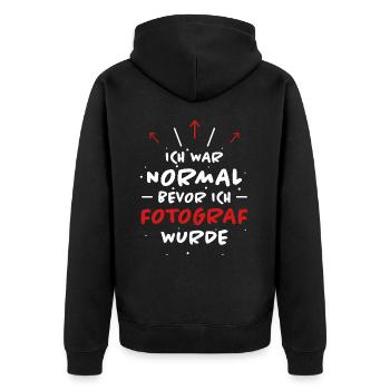 Fotograf Spruch Foto Lustiges Fotograf Geschenk - Unisex Premium Bio Zip Hoodie - Schwarz - Hinten - Nico (187cm)