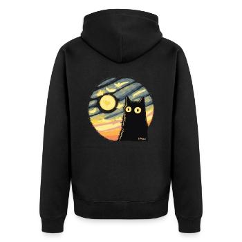 Sternen Mondlicht Mond Katze - Unisex Premium Bio Zip Hoodie - Schwarz - Hinten - Nico (187cm)
