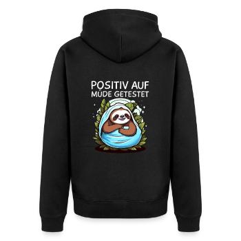 Sloth - Unisex Premium Organic Zip Hoodie - black - Back - Nico (187cm)
