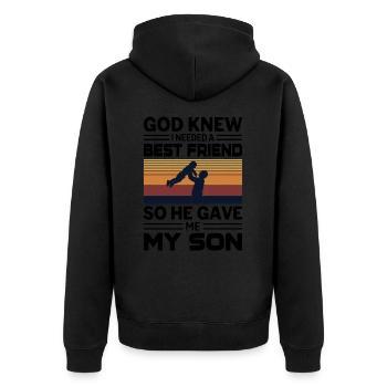 My Best Friend My Son - Unisex Premium Bio Zip Hoodie - Schwarz - Hinten - Nico (187cm)