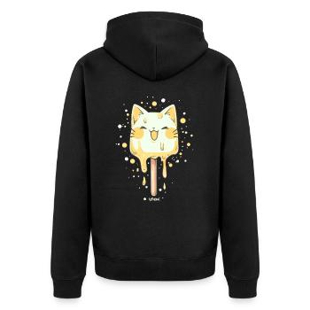 Eis Katze am Stil - Unisex Premium Bio Zip Hoodie - Schwarz - Hinten - Nico (187cm)