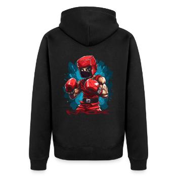 A Cubic Cartoon Pixel Boxer Boxing - Unisex Premium Organic Zip Hoodie - black - Back - Nico (187cm)