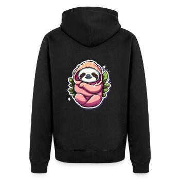 Sloth - Unisex Premium Organic Zip Hoodie - black - Back - Nico (187cm)