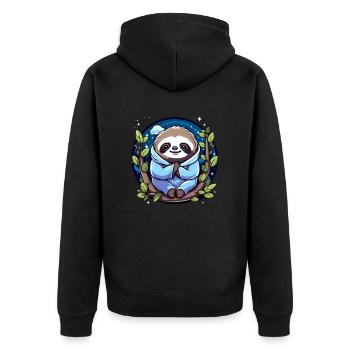 Sloth - Unisex Premium Organic Zip Hoodie - black - Back - Nico (187cm)
