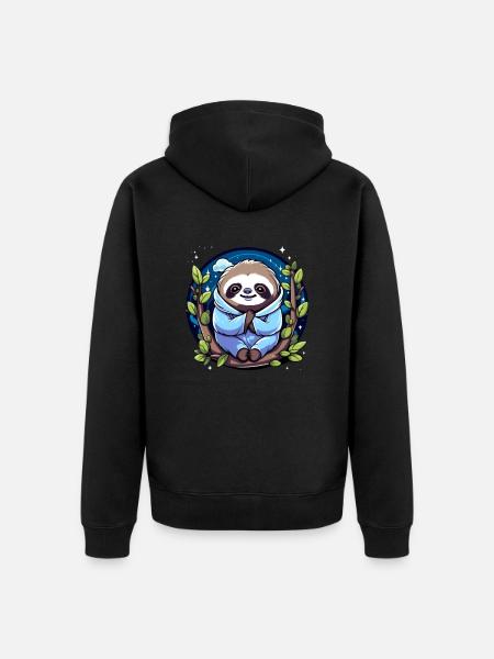 Sloth - Unisex Premium Organic Zip Hoodie - black
