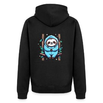 Sloth - Unisex Premium Organic Zip Hoodie - black - Back - Nico (187cm)