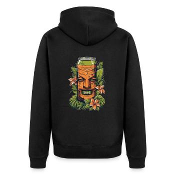 Smiling Tiki in the Jungle: Soda Can - Unisex Premium Organic Zip Hoodie - black - Back - Nico (187cm)