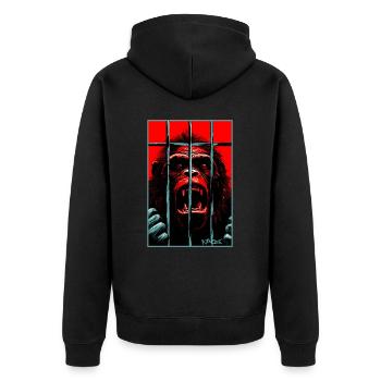 Befreie den Schimpansen Affen - Unisex Premium Bio Zip Hoodie - Schwarz - Hinten - Nico (187cm)