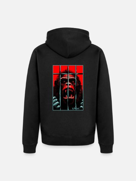 Free the chimpanzee monkey - Unisex Premium Organic Zip Hoodie - black