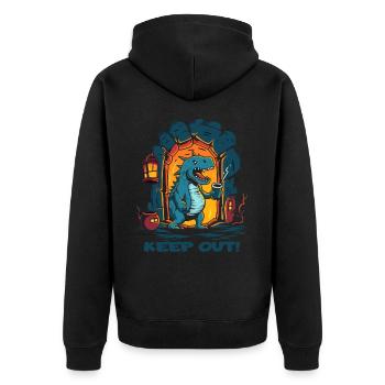 Funny Dungeon Dragon: No Entry - Unisex Premium Organic Zip Hoodie - black - Back - Nico (187cm)