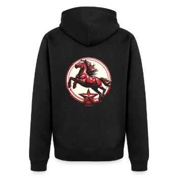 Red Star Propaganda Horse - Unisex Premium Organic Zip Hoodie - black - Back - Nico (187cm)