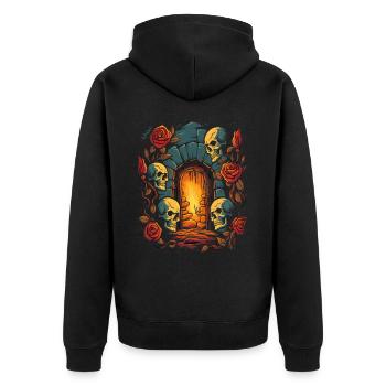 L’amour du donjon sombre : Crânes et roses - Veste à capuche bio Premium Unisexe - noir - Dos - Nico (187cm)