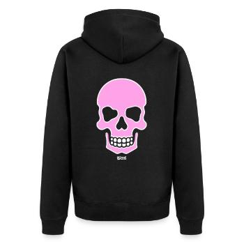 Un crâne rose souriant crâne - Veste à capuche bio Premium Unisexe - noir - Dos - Nico (187cm)