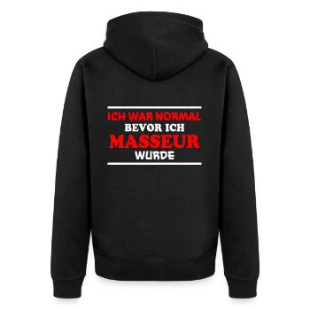 Masseur Spruch Massage Lustiges Masseur Geschenk - Unisex Premium Bio Zip Hoodie - Schwarz - Hinten - Nico (187cm)