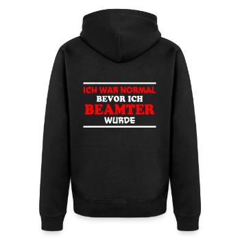 Beamter Spruch Verbeamtung Büro Beamten Geschenk - Unisex Premium Bio Zip Hoodie - Schwarz - Hinten - Nico (187cm)