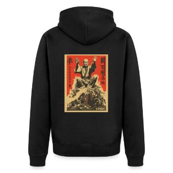 Parodie japanisches Actionfilm-Plakat: Shaolin Zen - Unisex Premium Bio Zip Hoodie - Schwarz - Hinten - Nico (187cm)