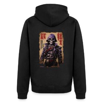 Kanji Japon Poster : Crâne, Squelette, Samouraï - Veste à capuche bio Premium Unisexe - noir - Dos - Nico (187cm)