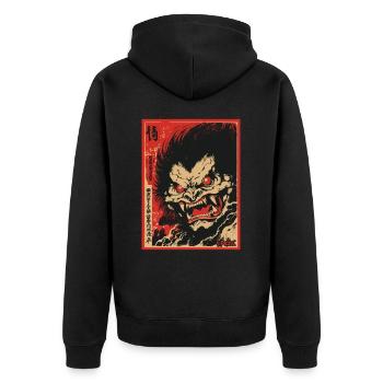 Parodie japanischer Yokai-Fantasy-Film - Unisex Premium Bio Zip Hoodie - Schwarz - Hinten - Nico (187cm)