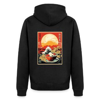 Parody Japanese Poster: Kanagawa Wave Sushi - Unisex Premium Organic Zip Hoodie - black - Back - Nico (187cm)