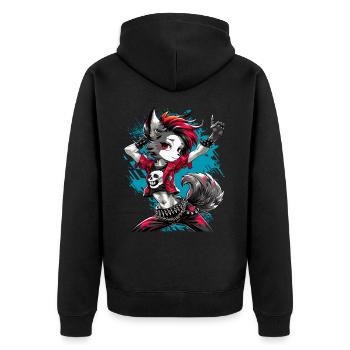 Werewolf Punk, Punk, Punkrock, Wolf, Fun, - Unisex Premium Organic Zip Hoodie - black - Back - Nico (187cm)