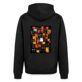 Viele Cartoon Straßen Katzen - Unisex Premium Bio Zip Hoodie - Schwarz - Hinten - Nico (187cm)
