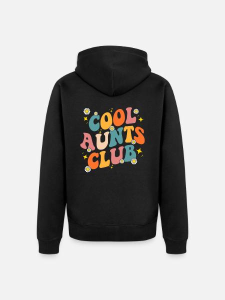 Groovy Retro Hippie 60s 70s Back Print Cool Aunts - Unisex Premium Organic Zip Hoodie - black