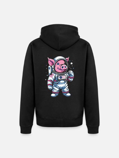 Petit Cochon : Cochon Astronaute - Veste à capuche bio Premium Unisexe - noir