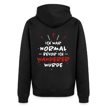 Wanderer Spruch Outdoor Lustiges Wandern Geschenk - Unisex Premium Bio Zip Hoodie - Schwarz - Hinten - Nico (187cm)