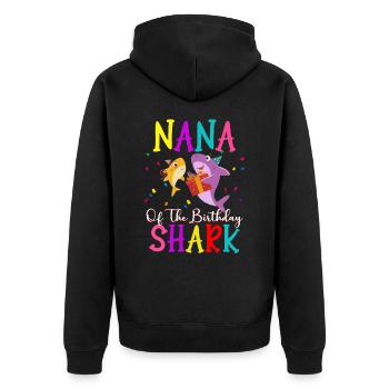 Nana De La Famille D’anniversaire Requin Matching - Veste à capuche bio Premium Unisexe - noir - Dos - Nico (187cm)