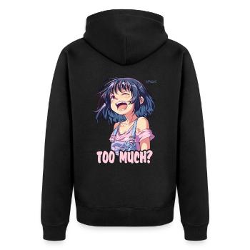 Trop? Fille animée qui rit - Veste à capuche bio Premium Unisexe - noir - Dos - Nico (187cm)