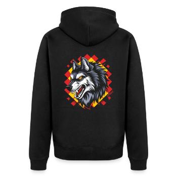 Le grand méchant motif à carreaux loup - Veste à capuche bio Premium Unisexe - noir - Dos - Nico (187cm)