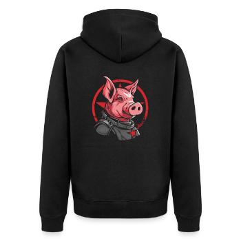 Star Pig - Unisex Premium Organic Zip Hoodie - black - Back - Nico (187cm)